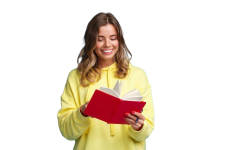 girl-bought-new-planner-writing-down-notes-lecture-smiling-joyfully-holding-red-notebook-decide-s